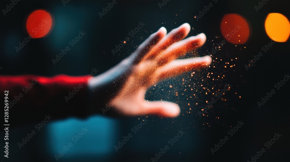 Leinwandbilder Holographic Hand Gesture Interface Interactive Digital Display with Autonomous Controls in Futuristic Workplace - Enhancing Human-Computer Interaction for Innovative Tech Solutions