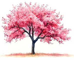 Fototapeta premium Watercolor painting of cherry blossoms blooming in spring