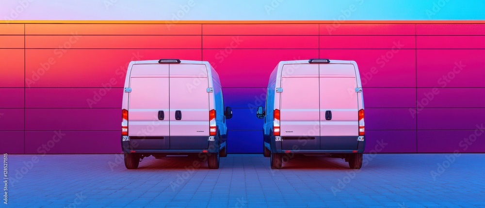 Poster modern gradient rescue van fleet vibrant color-block vehicles for emergency response - innovative cr