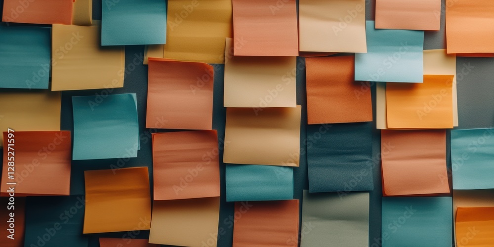 Poster contemporary office communication vibrant sticky notes on textured surface - enhancing workflow and 