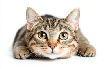 Fototapeta premium Tech-Infused Pet Care Microchipped Cat in Bright Vet Clinic - Enhancing Feline Well-being with Innovative Veterinary Technology for Modern Pet Owners