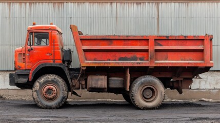 Red Truck Parking Industrial Area