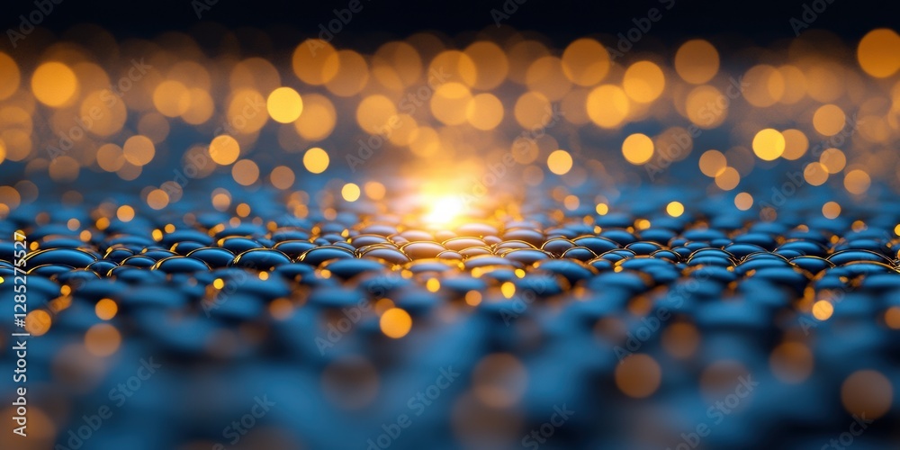Poster Futuristic Data Visualization Illuminated Nodes on Reflective Metal Surface for Cutting-Edge Tech Presentations and Digital Network Analytics in Professional Environments