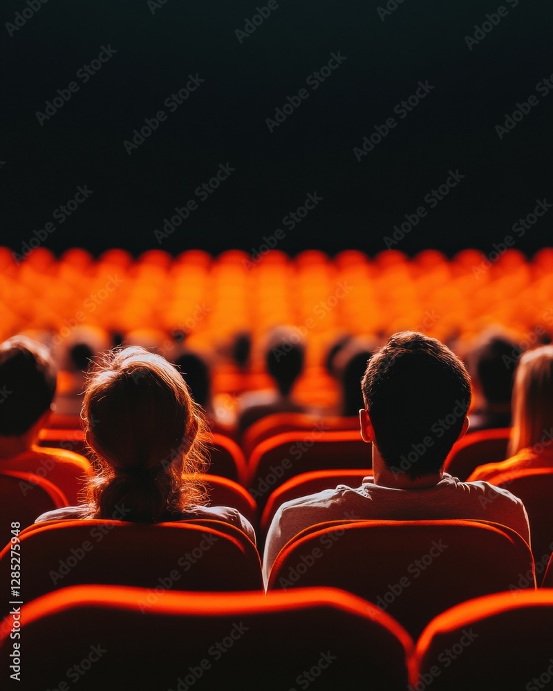 Fototapete contemporary conference audience in gradient light engaged professionals in vibrant lecture hall - m