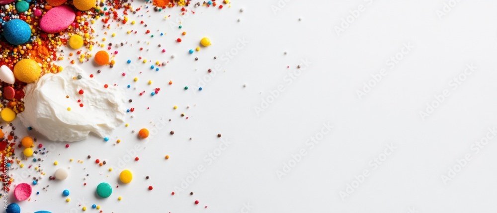Aufkleber modern confectionery display vibrant sprinkle patterns on minimal white canvas - creative design con