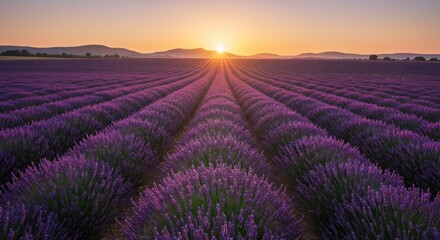 Fototapeta premium Lavender Field in Provence France at Sunset Beautiful Landscape View