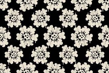 Ikat floral design embroidary seamless pattern on background vector illustration.Ikat ethnic oriental embroidery traditional.Indian Ikat pattern Aztec style abstract.design for texture,fabric,clothing