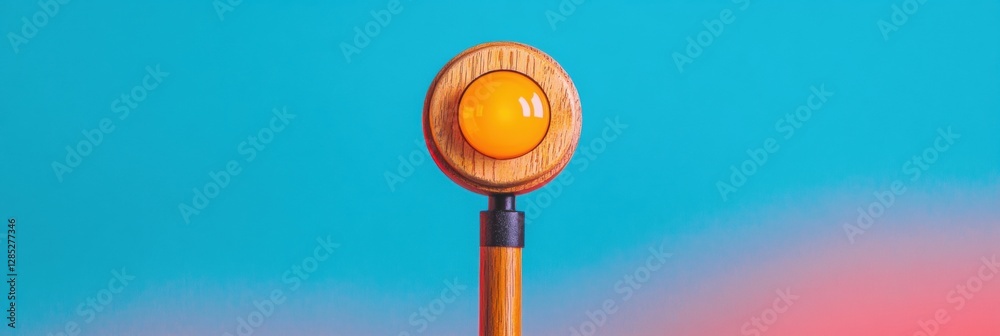Poster minimalist modern lighting wooden egg-shaped lamp with vibrant gradient backdrop - ideal for high-en
