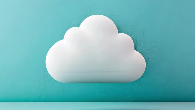 Minimalist 3D cloud design on a soft turquoise background