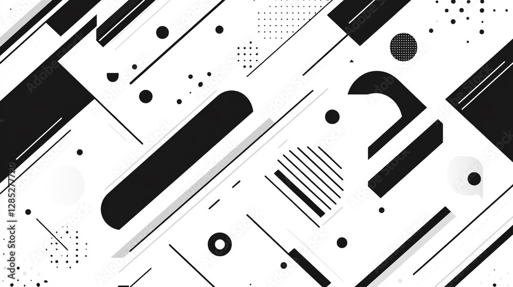 Fototapete A white background with abstract lines and circles, A minimalist arrangement of various white objects on flat white background, Seamless pattern modern abstract high textured image.