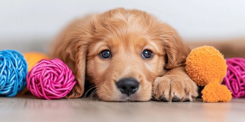 Wholesome Pet Adoption Visual Playful Puppy with Curly Fur and Wooden Floor Aesthetic - Engaging Social Media Content for Joyful Companion Promotion in Modern Pet Adoption Campaigns