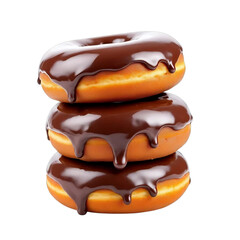 Stack Of Chocolate Donuts Isolated On White Background. AI Generation