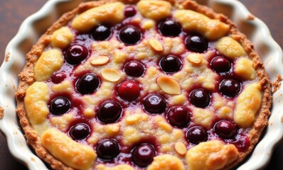 Delicious cherry pie with almonds