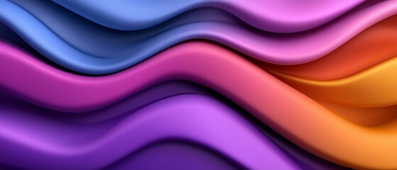 Smooth Gradient Wave Forms in Blue Purple Pink and Orange Hues Abstract Design Decorative Backdrop