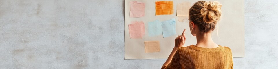 Fototapeta premium Contemporary Team Building Creative Brainstorming with Textured Task Board in Collaborative Office Setting - Strategic Business Planning for Dynamic Workspaces