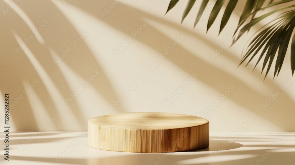 Aufkleber minimalist bamboo podium on cream background sustainable design for modern product display and eco-f