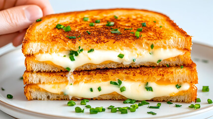 Delicious grilled cheese sandwich on plate