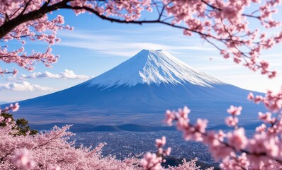 Mount Fuji framed by cherry blossoms