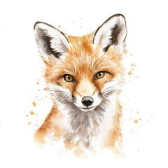 Obraz premium Watercolor fox portrait, close-up, nature theme