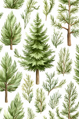 Evergreen trees pattern, nature background, design element, wallpaper