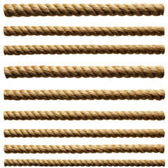 Natural Rope Collection Isolated on White Background Seamless Textures