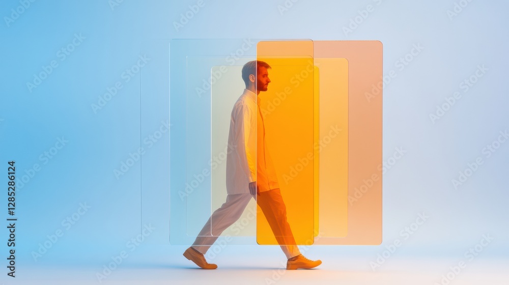 Poster translucent gradient design minimalist acrylic panel silhouette for creative visual installations in