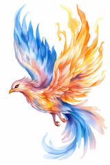 Obraz premium Fiery phoenix soaring, mythical bird artwork, fantasy design, for graphic design