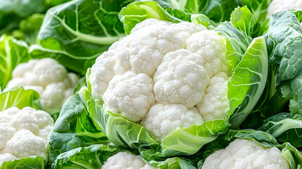 Fresh cauliflower harvest at market