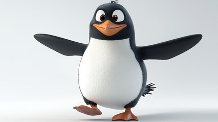 Obraz premium Playful penguin character dancing cartoon style fun background animation