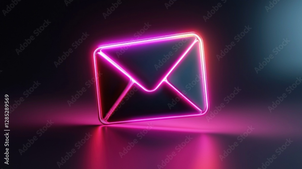 Canvas Prints neon envelope glowing against a dark background, symbolizing digital communication and connection (1