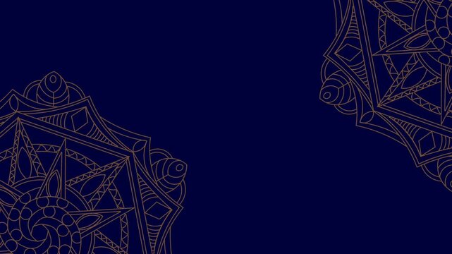 Animated rotating gold mandala and dark blue background that looks luxurious