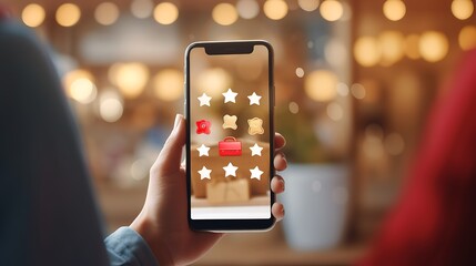 Augmented Reality Shopping App on Smartphone with Star Ratings and Product Selection

