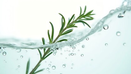 Rosemary sprig in water with bubbles Natural Beauty Freshness  Macro Photography Ultra HD