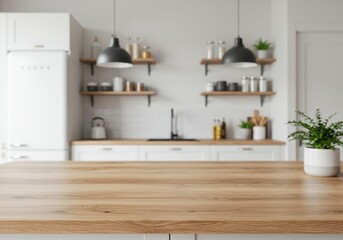 Modern Kitchen with a Wooden Countertop