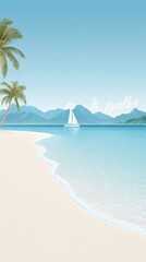 Cartoon beach scene illustration