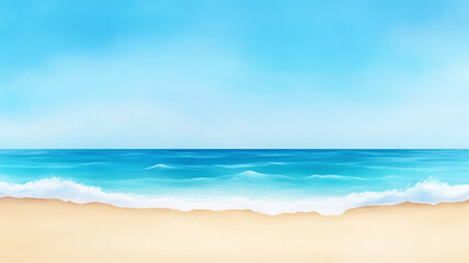 Fototapeta premium serene beach scene with gentle waves and clear blue sky evokes tranquility and relaxation