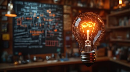 A light bulb sketch on a whiteboard symbolizes creativity and inspiration in a bright workspace This motivational setting encourages innovative thinking and idea generation for new projects