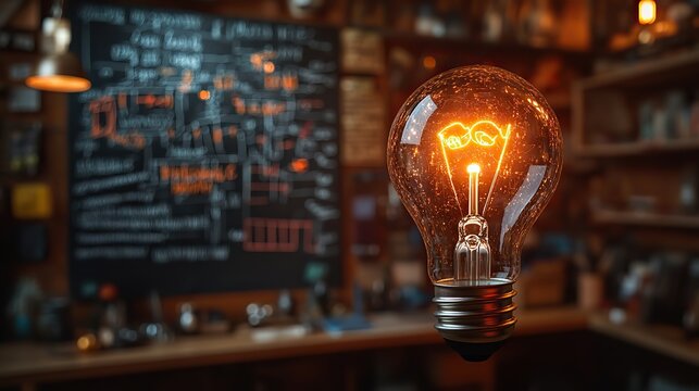 A light bulb sketch on a whiteboard symbolizes creativity and inspiration in a bright workspace This motivational setting encourages innovative thinking and idea generation for new projects