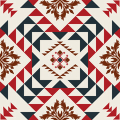 Fototapeta premium Fabric pattern native american design geometric pattern navajo , boho , american indian style pattern seamless vector for fabric patterns, curtains or home decorations.