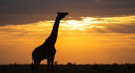 giraffe in the sunset