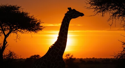 giraffe silhouette at sunset