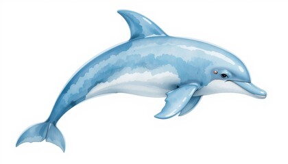 Fototapeta premium Playful Blue Dolphin Swimming Gracefully in a Clear Ocean, Capturing the Essence of Marine Life and Nature