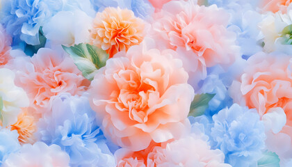 Pastel flowers, soft focus, floral background, spring wedding design