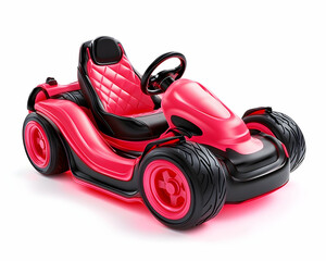 Pink child's go-kart, studio shot, white background, fun toy