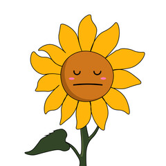 Badmood sunflower cartoon character