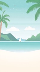Obraz premium Cartoon beach scene illustration