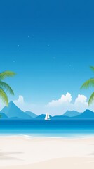Obraz premium Cartoon beach scene illustration