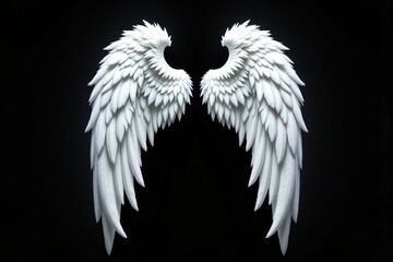 Elegant White Angel Wings on Dark Background