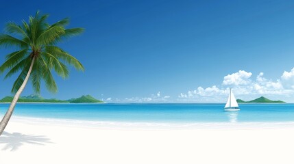 Naklejka premium Cartoon beach scene illustration