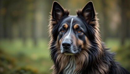 Fototapeta premium Majestic Long-Haired Dog in Forest